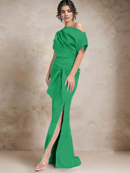 One-Shoulder Mermaid/Trumpet Mother of the Bride Dresses Featuring a Side Split