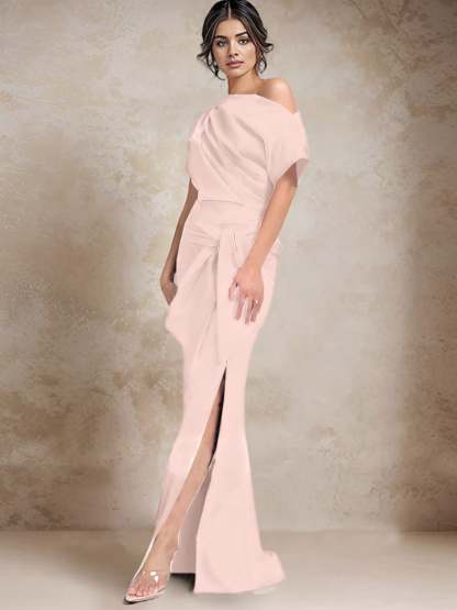 One-Shoulder Mermaid/Trumpet Mother of the Bride Dresses Featuring a Side Split