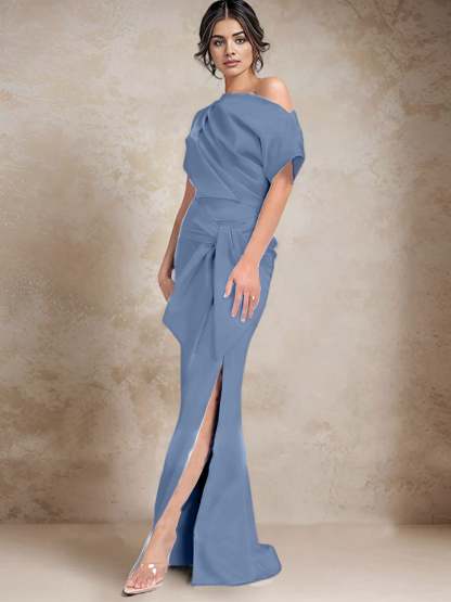 One-Shoulder Mermaid/Trumpet Mother of the Bride Dresses Featuring a Side Split