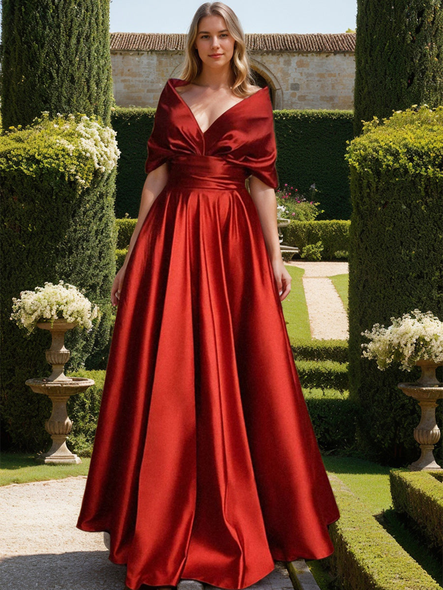 V-Neck A-Line Princess Gown for the Mother of the Bride