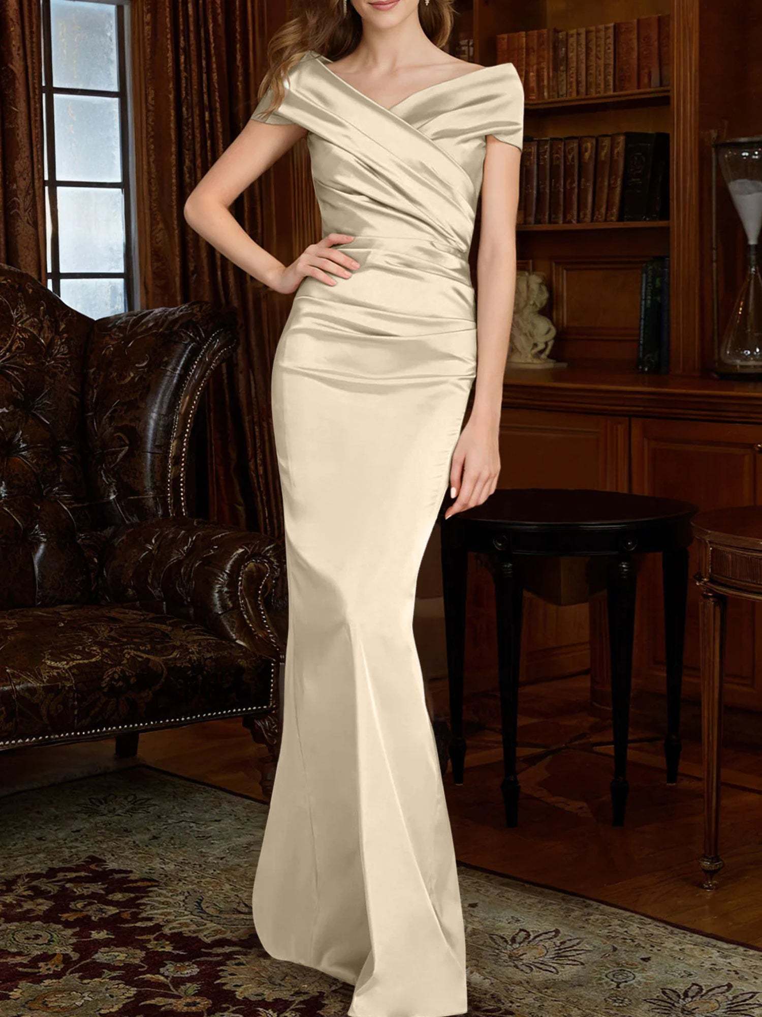 Off-the-Shoulder Column Gowns for the Mother of the Bride-BMbridal