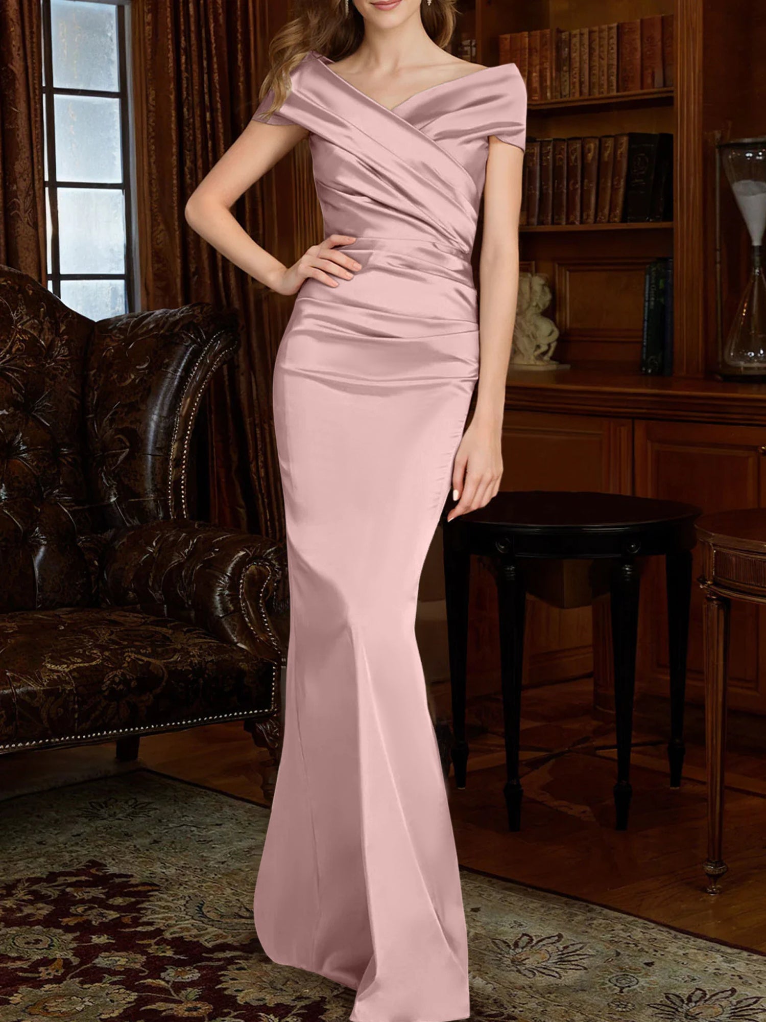 Off-the-Shoulder Column Gowns for the Mother of the Bride-BMbridal
