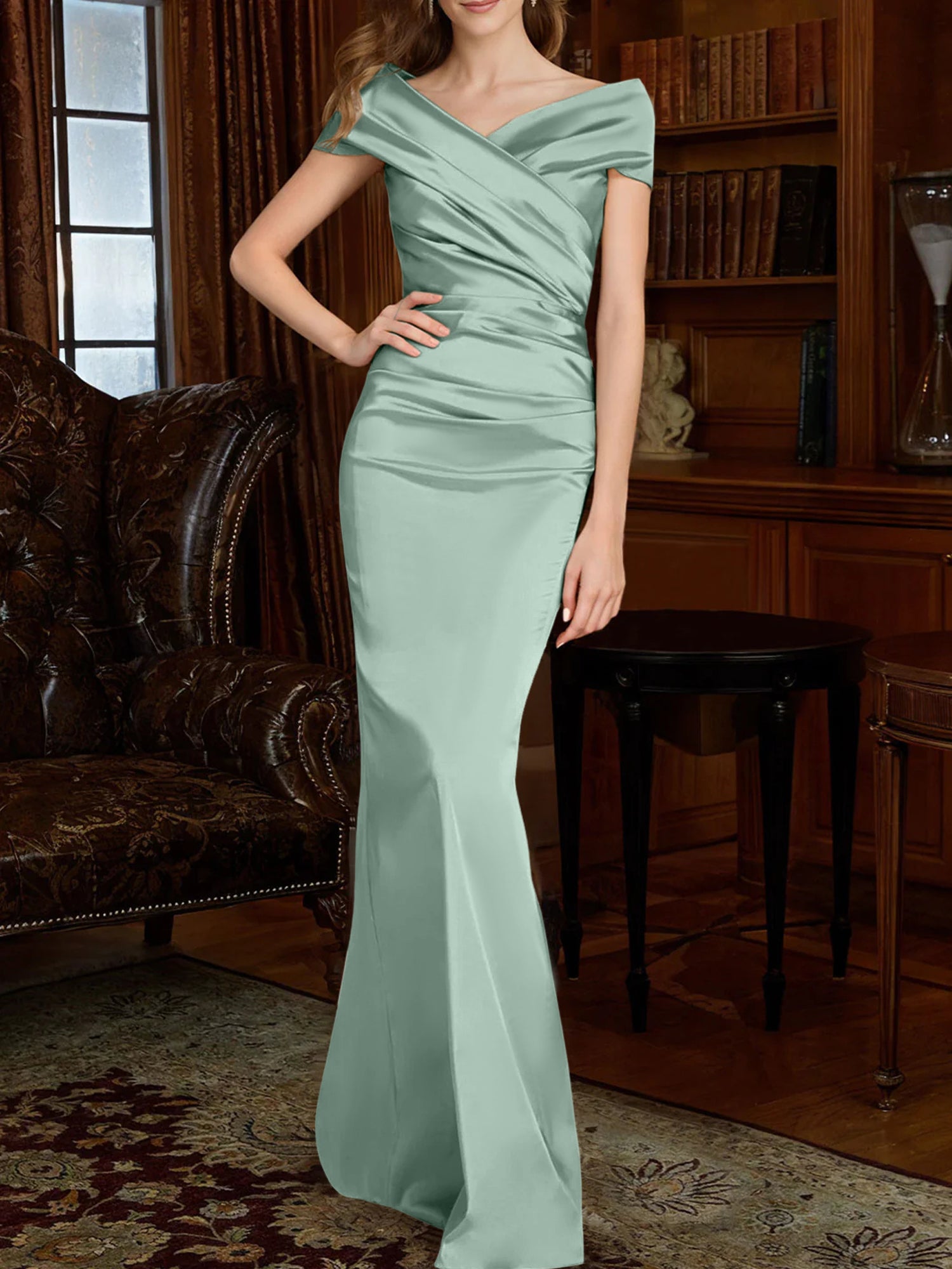 Off-the-Shoulder Column Gowns for the Mother of the Bride-BMbridal