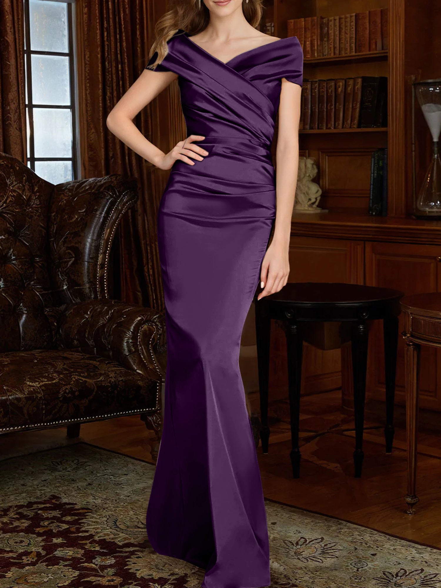 Off-the-Shoulder Column Gowns for the Mother of the Bride-BMbridal