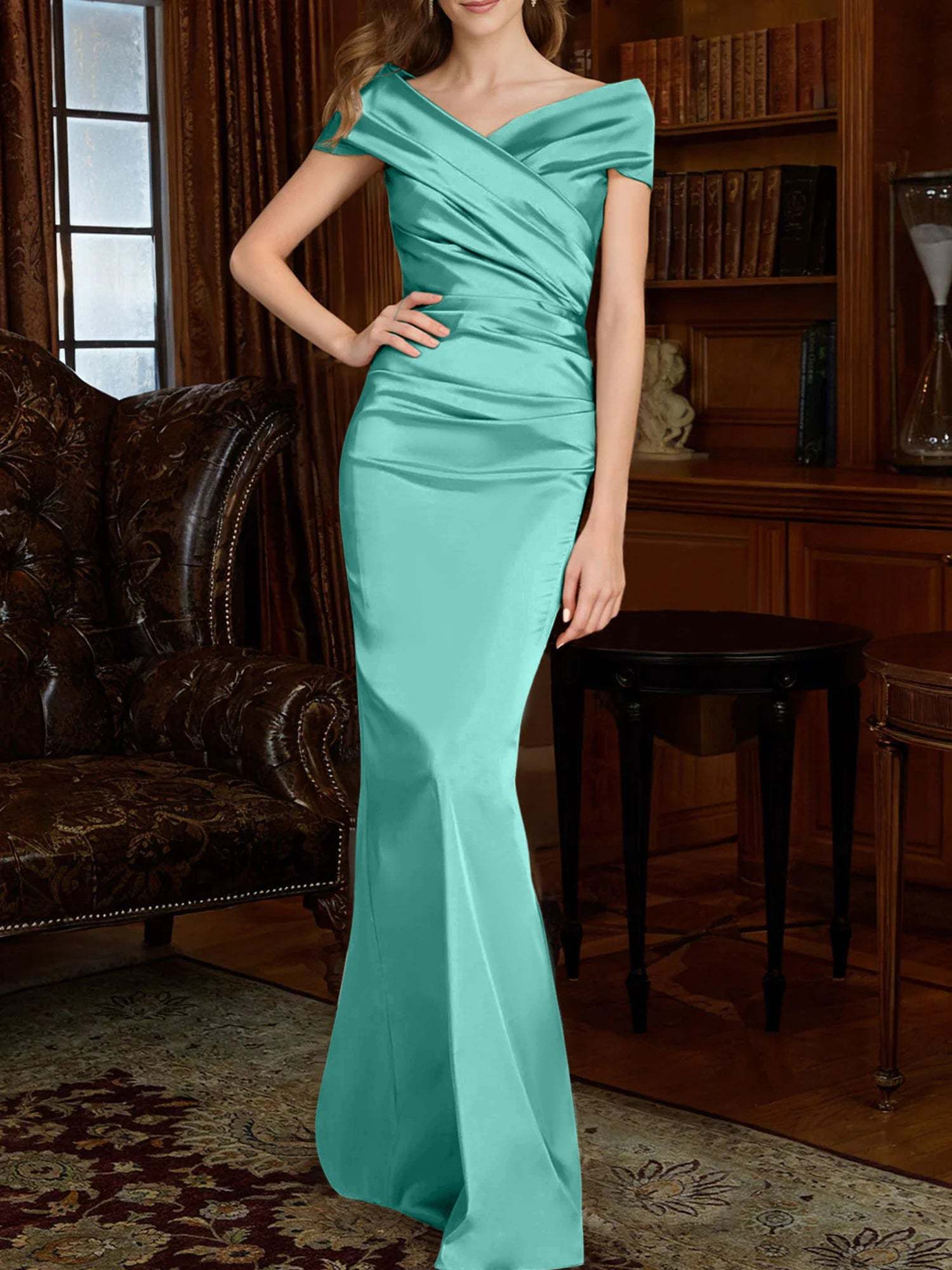 Off-the-Shoulder Column Gowns for the Mother of the Bride-BMbridal