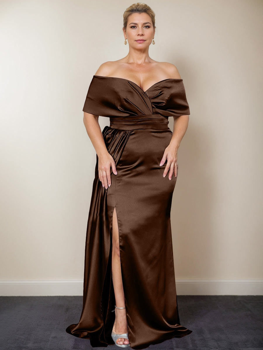 Plus Size Off-the-Shoulder Mother of the Bride Trumpet/Mermaid Dress with Side Split