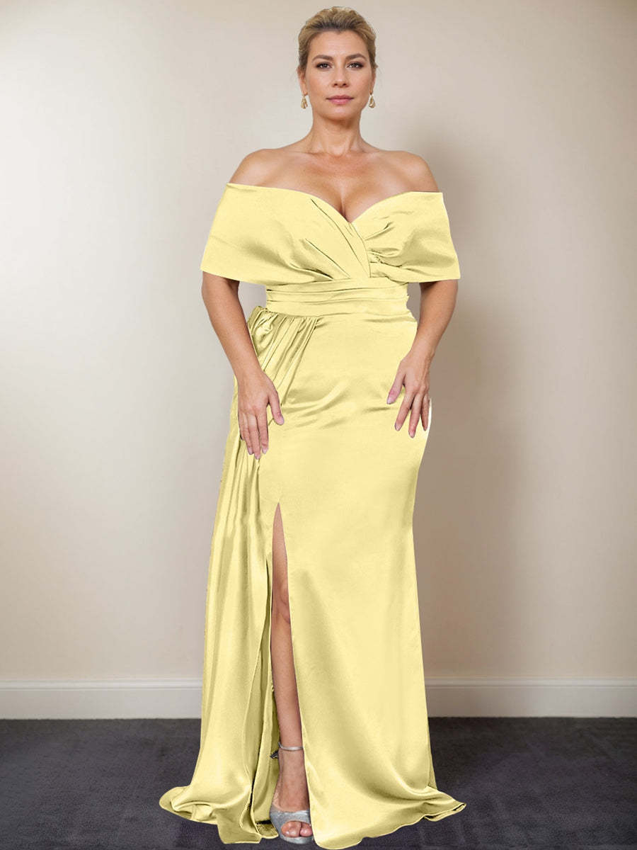 Plus Size Off-the-Shoulder Mother of the Bride Trumpet/Mermaid Dress with Side Split