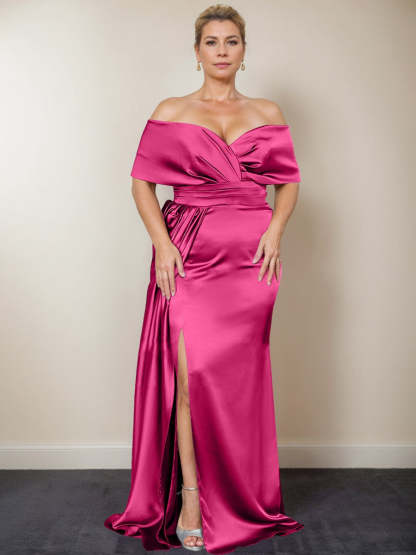Plus Size Off-the-Shoulder Mother of the Bride Trumpet/Mermaid Dress with Side Split