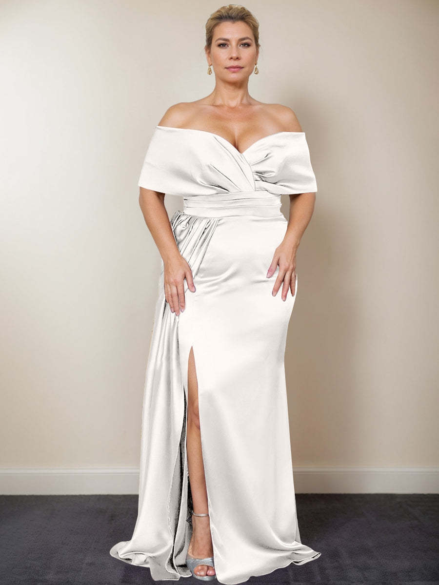 Plus Size Off-the-Shoulder Mother of the Bride Trumpet/Mermaid Dress with Side Split