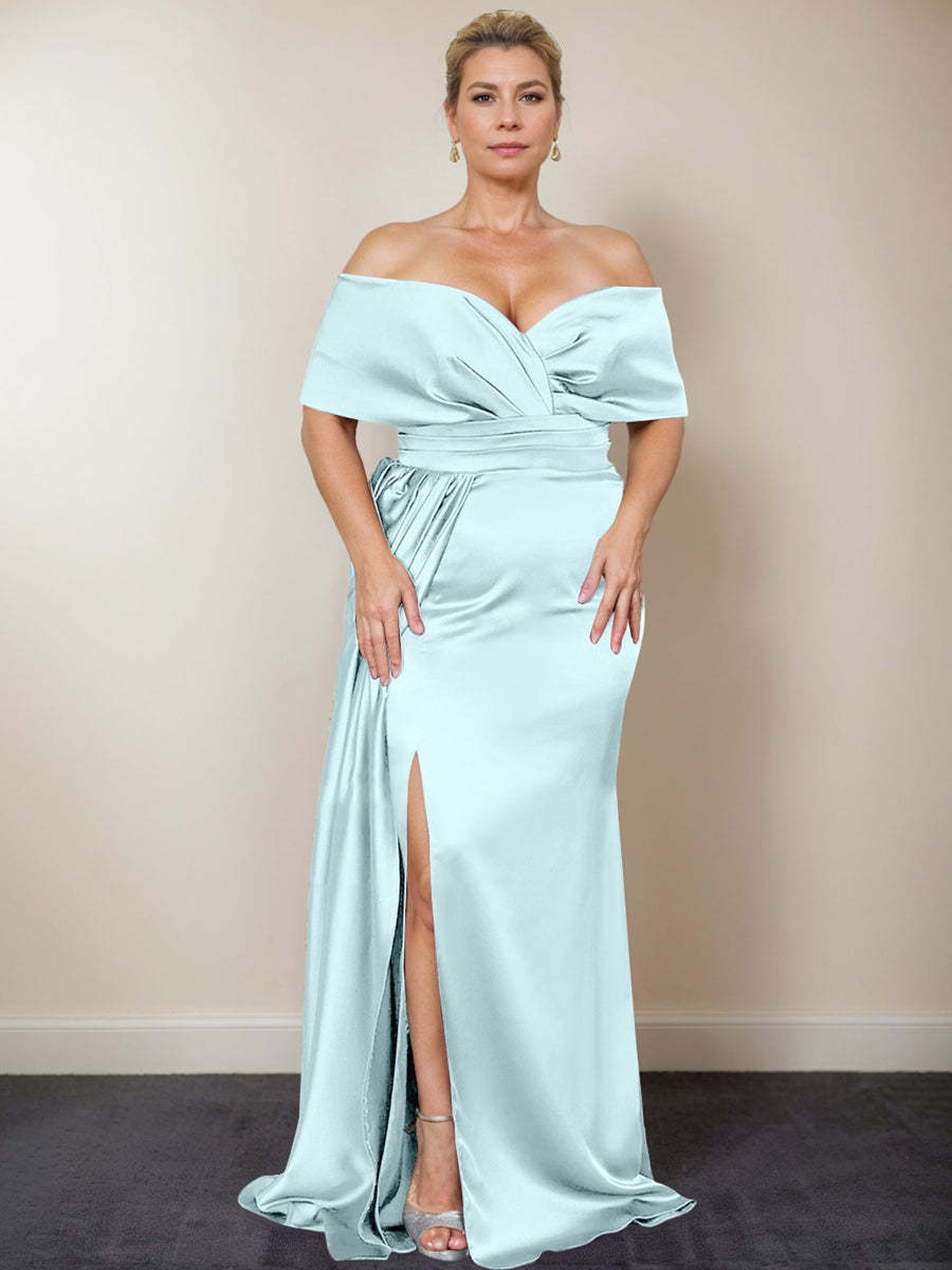 Plus Size Off-the-Shoulder Mother of the Bride Trumpet/Mermaid Dress with Side Split