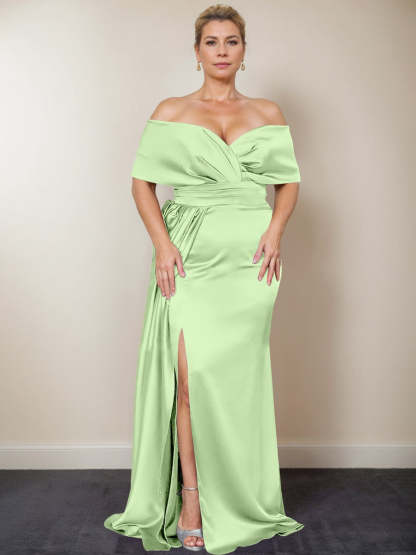 Plus Size Off-the-Shoulder Mother of the Bride Trumpet/Mermaid Dress with Side Split
