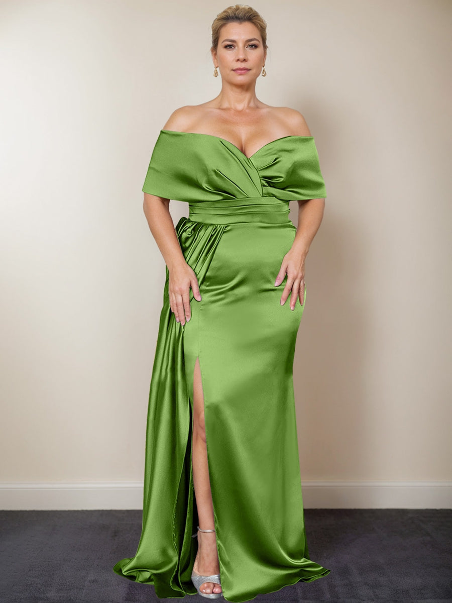 Plus Size Off-the-Shoulder Mother of the Bride Trumpet/Mermaid Dress with Side Split