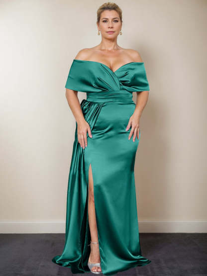 Plus Size Off-the-Shoulder Mother of the Bride Trumpet/Mermaid Dress with Side Split