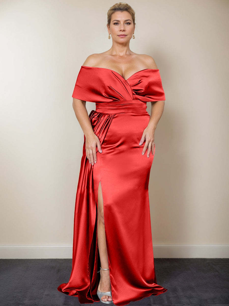 Plus Size Off-the-Shoulder Mother of the Bride Trumpet/Mermaid Dress with Side Split