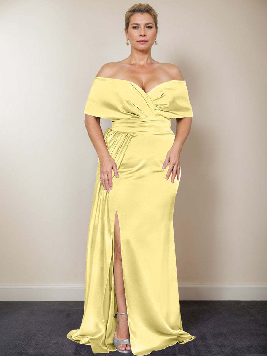 Plus Size Off-the-Shoulder Mother of the Bride Trumpet/Mermaid Dress with Side Split