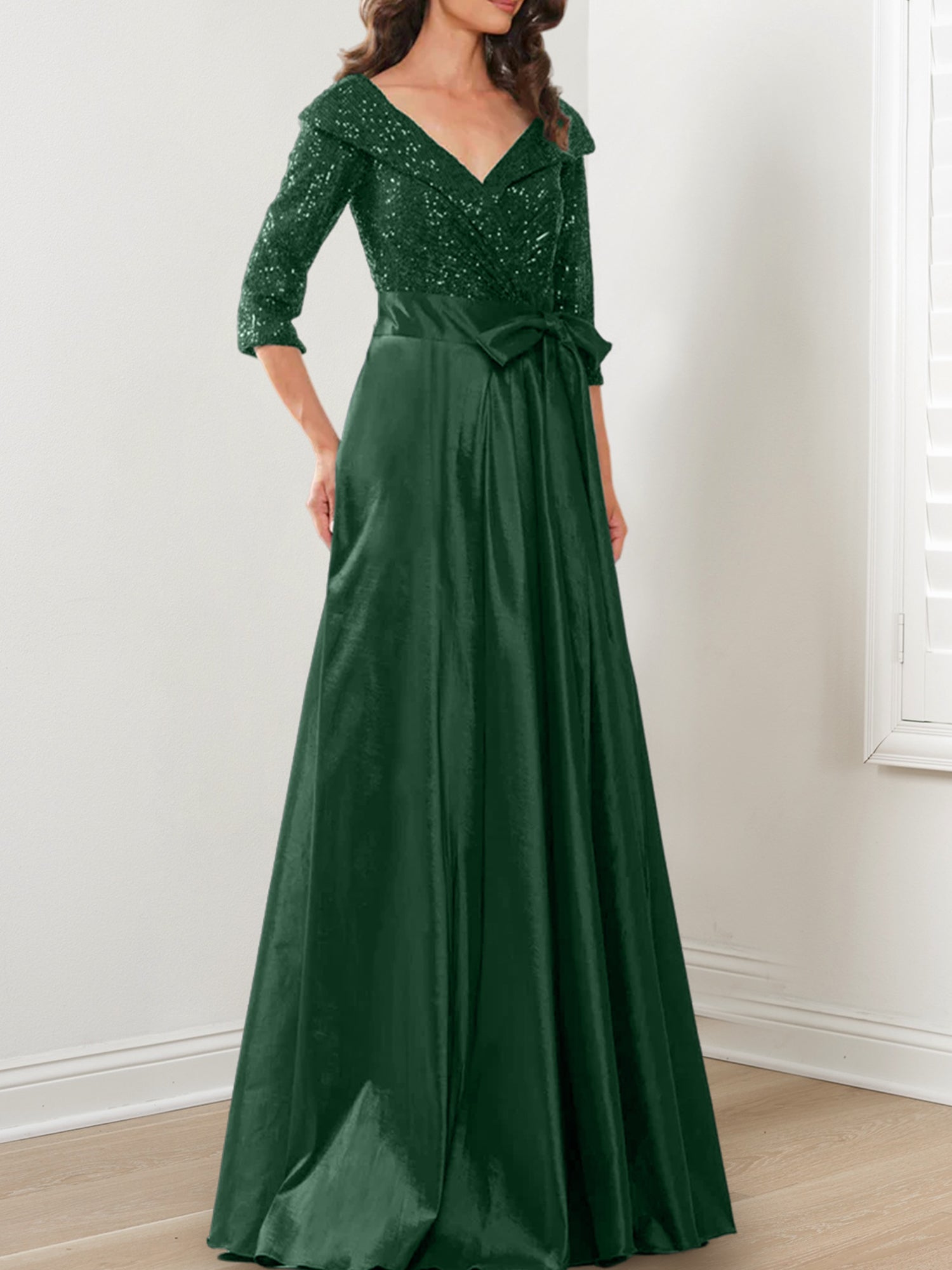 V-Neck A-Line Princess Gown for the Mother of the Bride-BMbridal