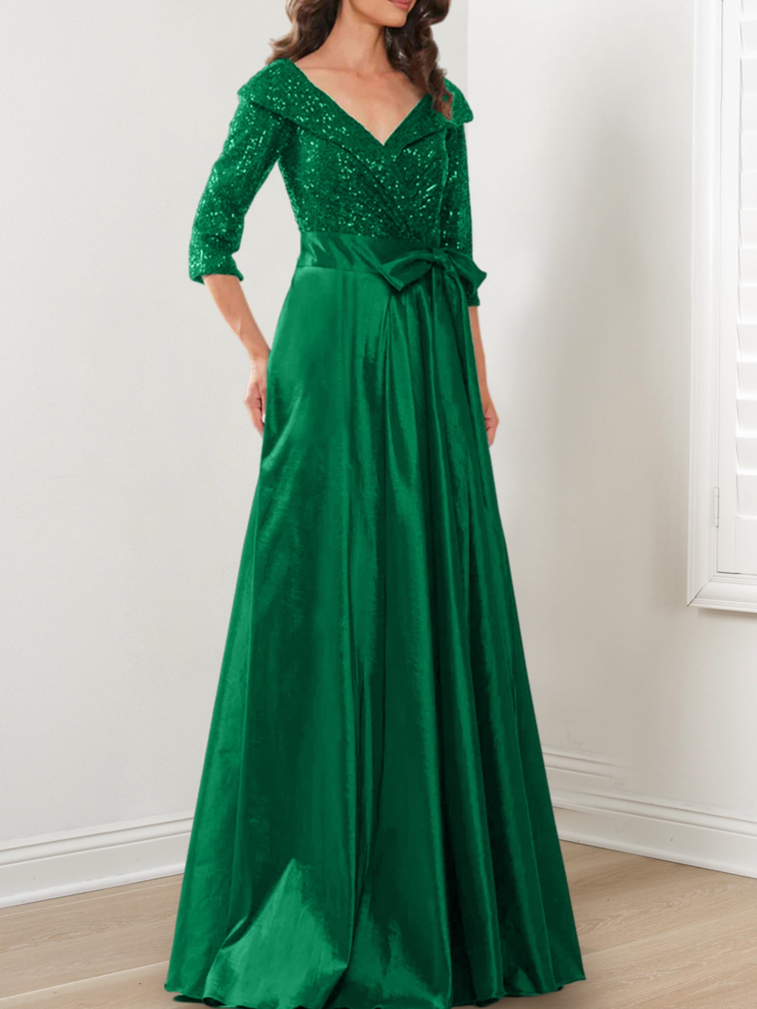 V-Neck A-Line Princess Gown for the Mother of the Bride-BMbridal