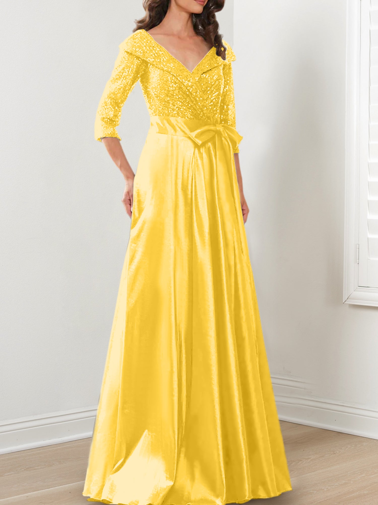 V-Neck A-Line Princess Gown for the Mother of the Bride-BMbridal