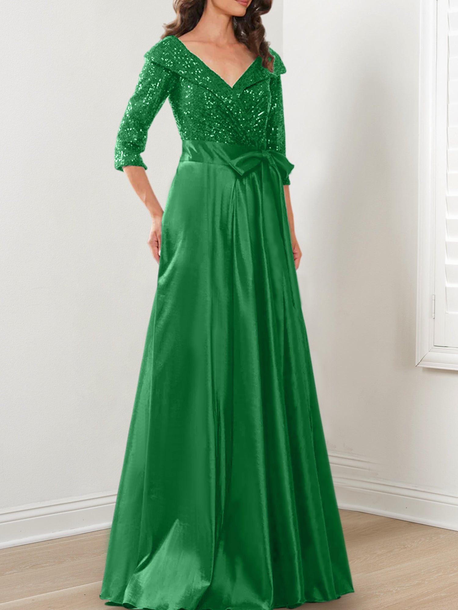 V-Neck A-Line Princess Gown for the Mother of the Bride-BMbridal