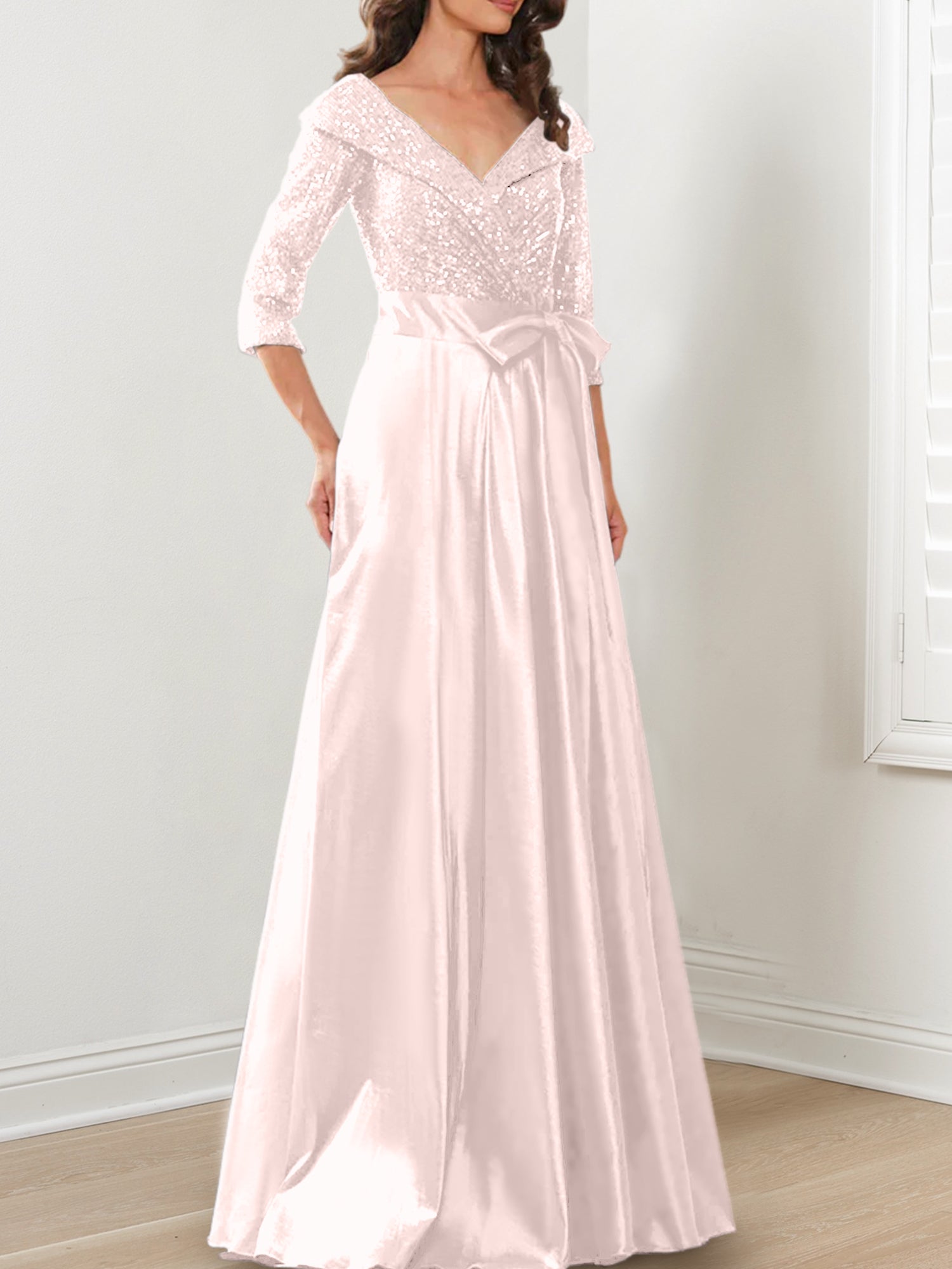 V-Neck A-Line Princess Gown for the Mother of the Bride-BMbridal