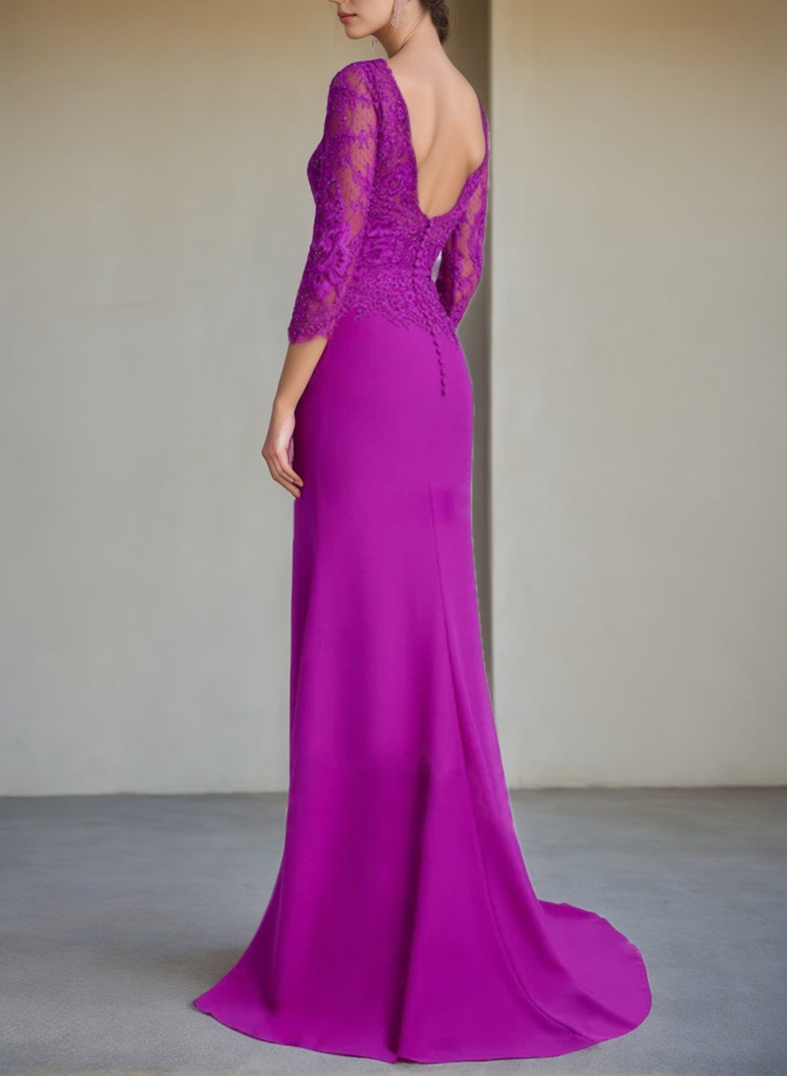 Long-Sleeved Lace Mother of the Bride Dresses in Trumpet/Mermaid Silhouette-BMbridal