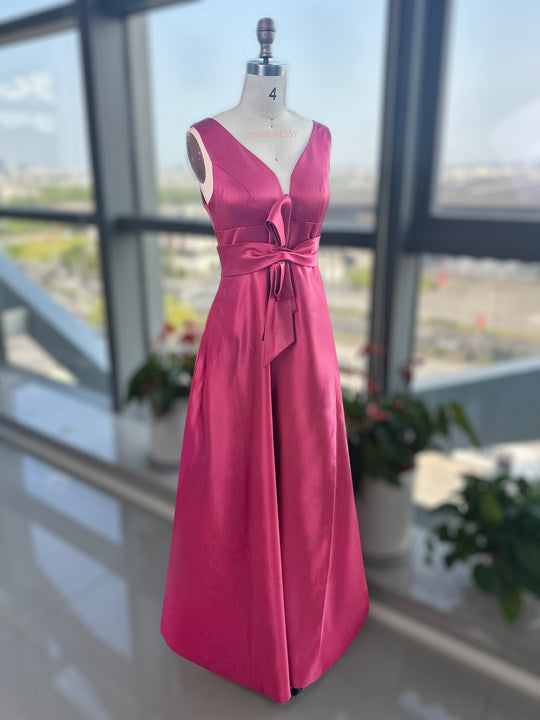 V-Neck Sleeveless A-Line Princess Mother Of The Bride Dress With Side Split-BMbridal