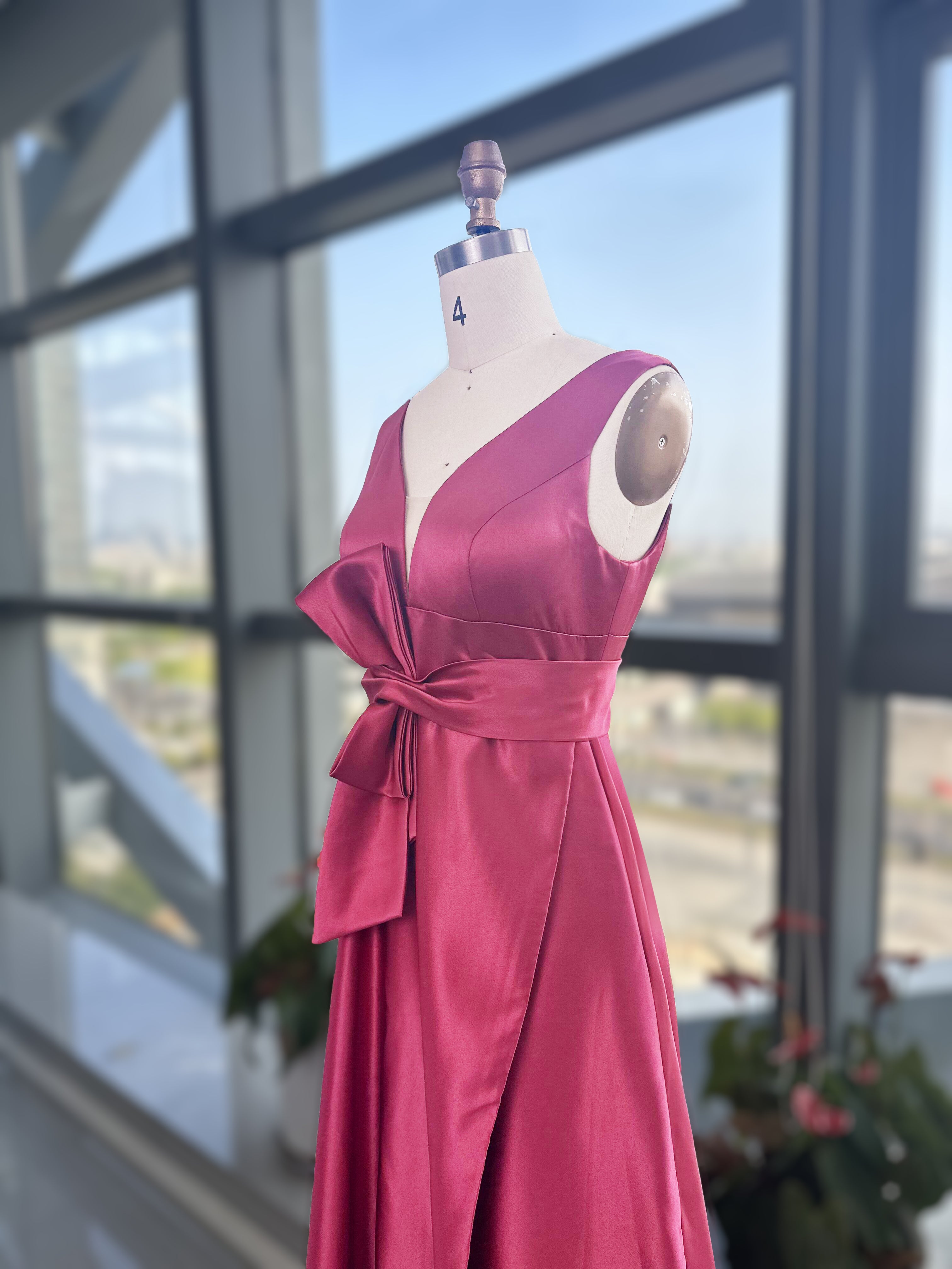 V-Neck Sleeveless A-Line Princess Mother Of The Bride Dress With Side Split-BMbridal