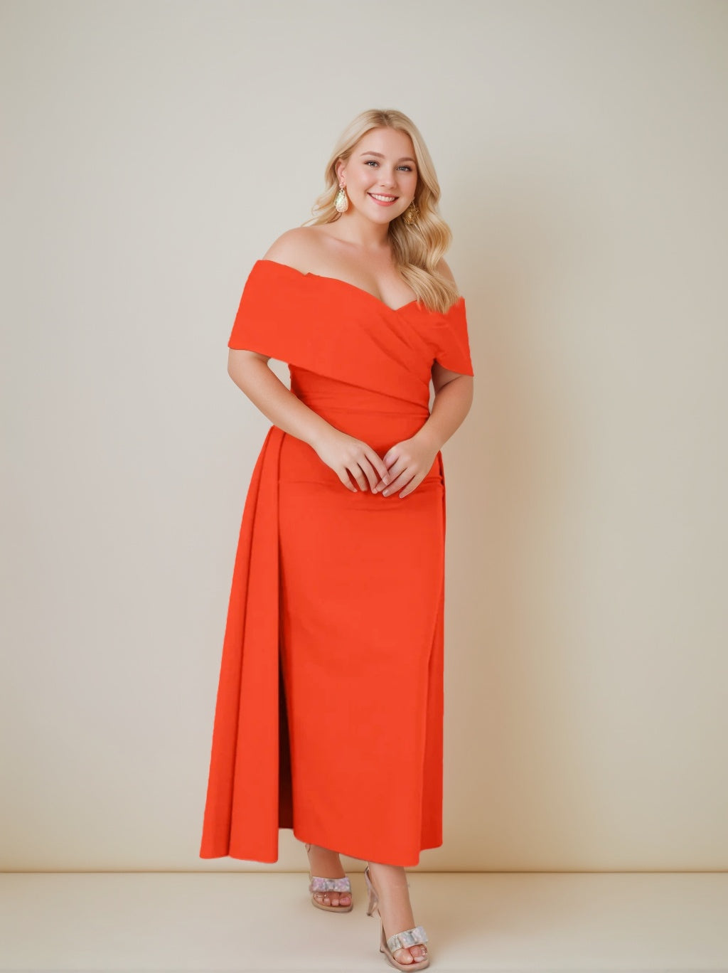 Princess A-Line Off-the-Shoulder Ankle-Length Dress for the Mother of the Bride-BMbridal