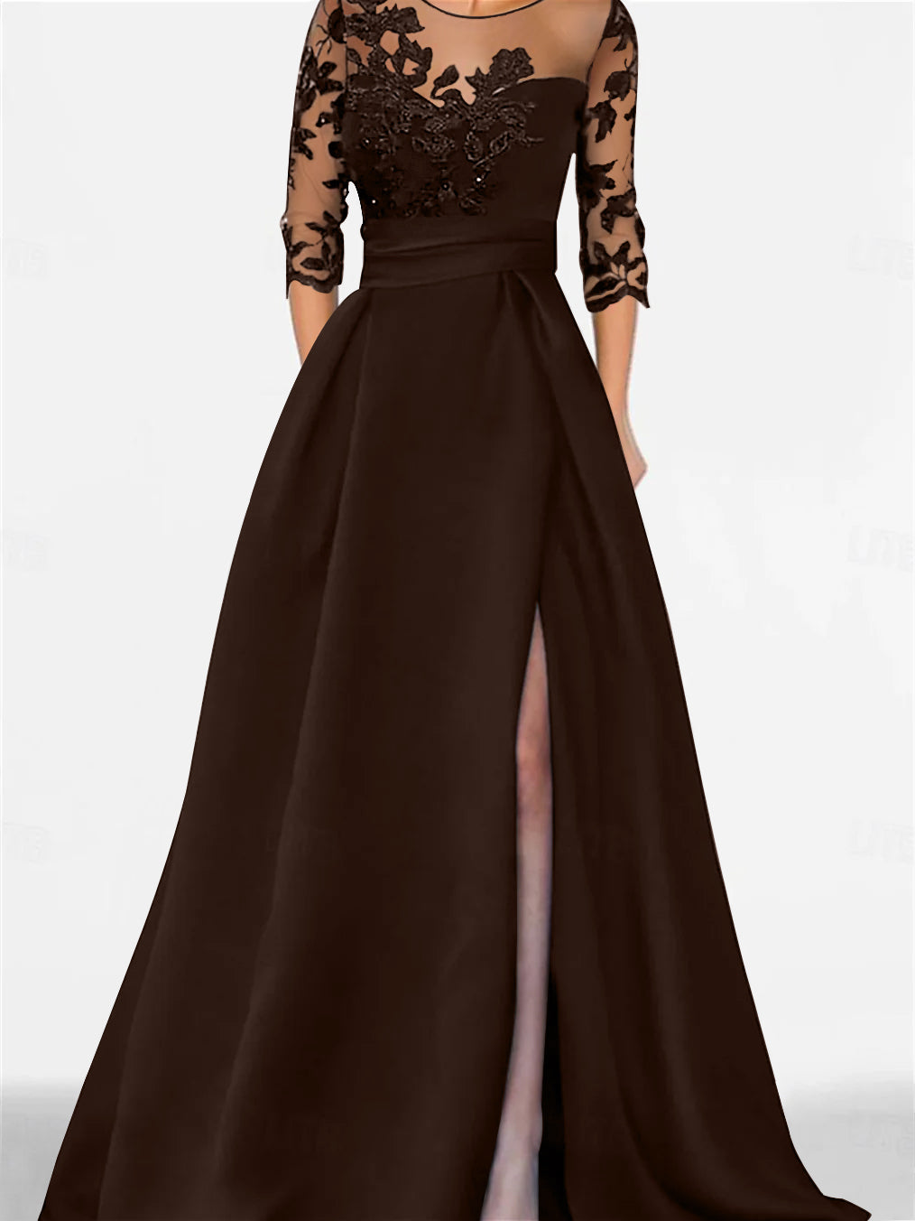 Sweetheart A-Line Princess Floor-Length Mother of the Bride Dress with 3/4 Sleeves Lace & Side Split-BMbridal