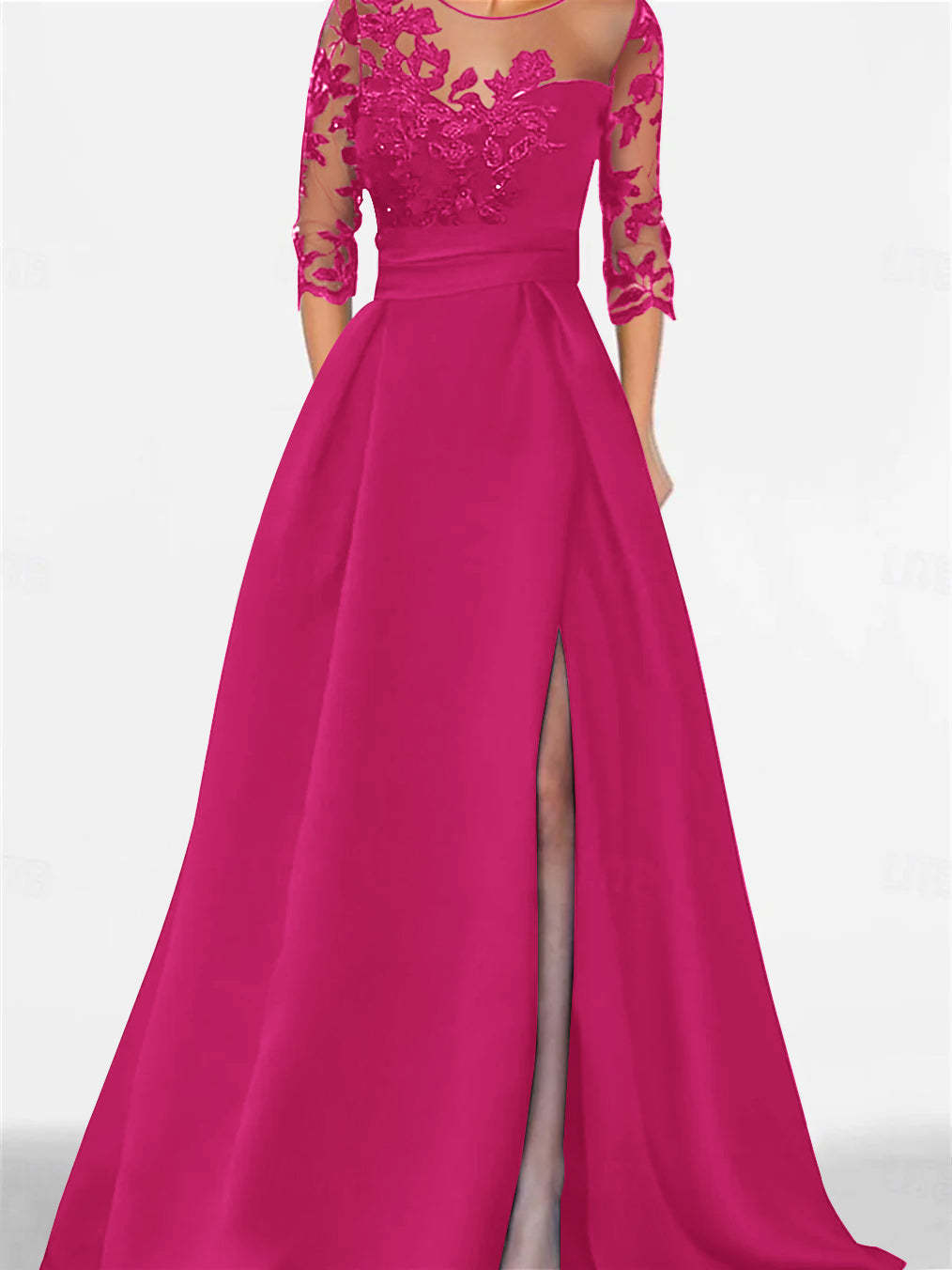 Sweetheart A-Line Princess Floor-Length Mother of the Bride Dress with 3/4 Sleeves Lace & Side Split-BMbridal