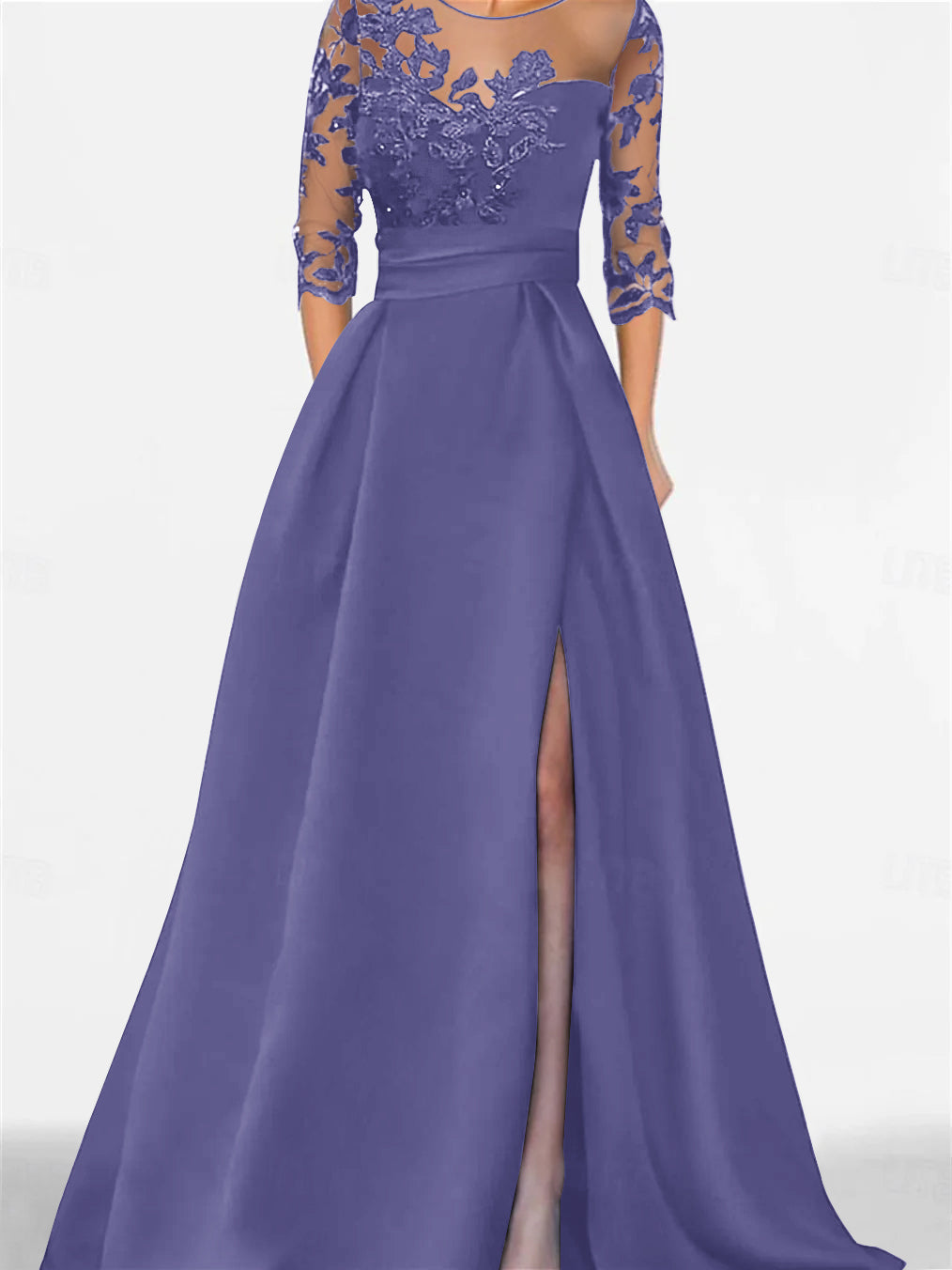 Sweetheart A-Line Princess Floor-Length Mother of the Bride Dress with 3/4 Sleeves Lace & Side Split-BMbridal