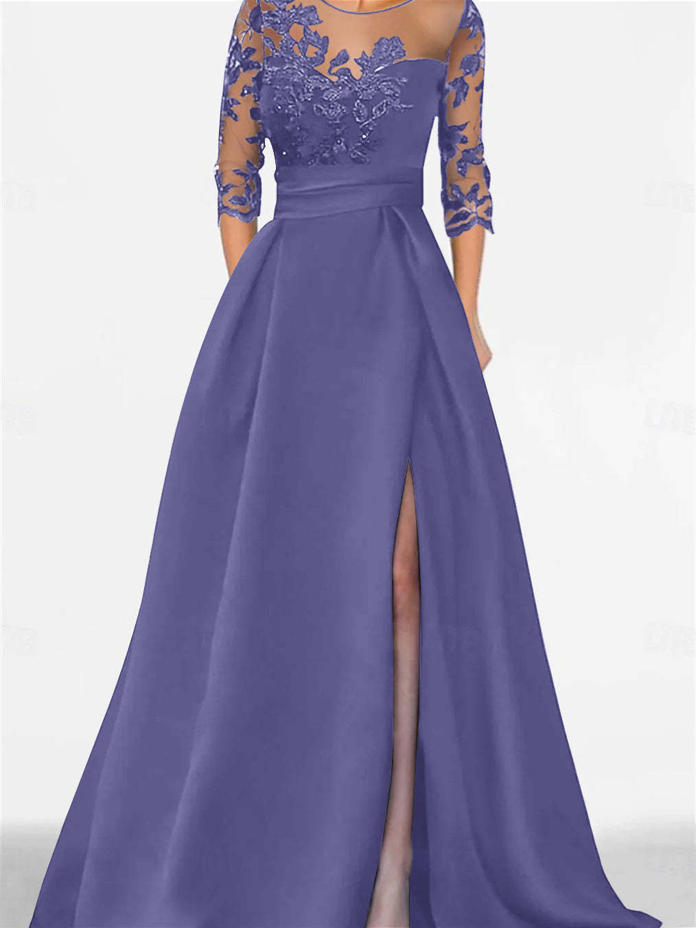 Sweetheart A-Line Princess Floor-Length Mother of the Bride Dress with 3/4 Sleeves Lace & Side Split-BMbridal