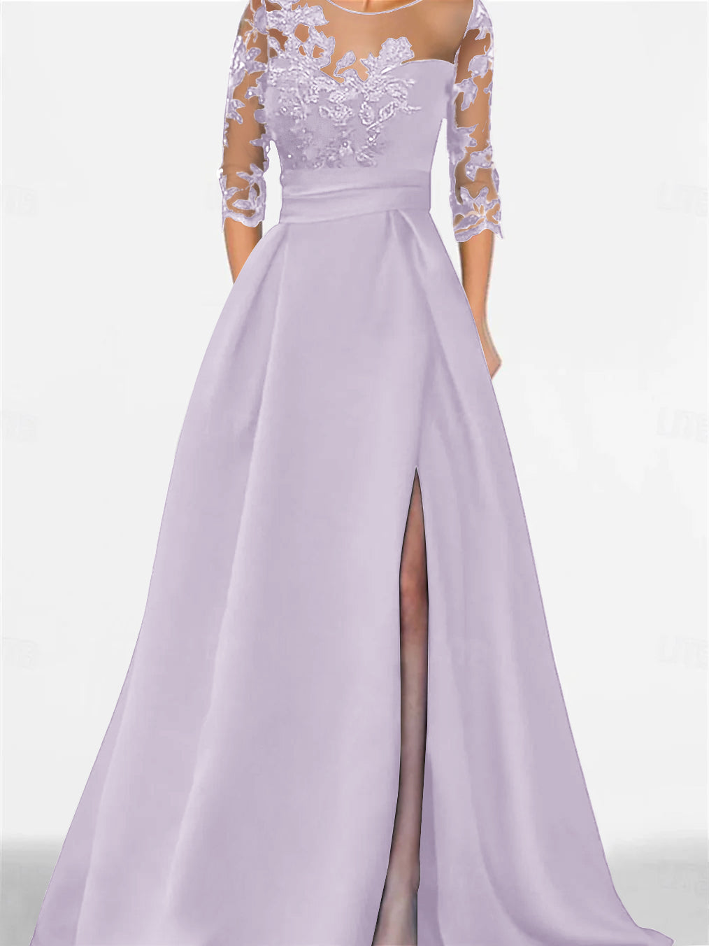 Sweetheart A-Line Princess Floor-Length Mother of the Bride Dress with 3/4 Sleeves Lace & Side Split-BMbridal