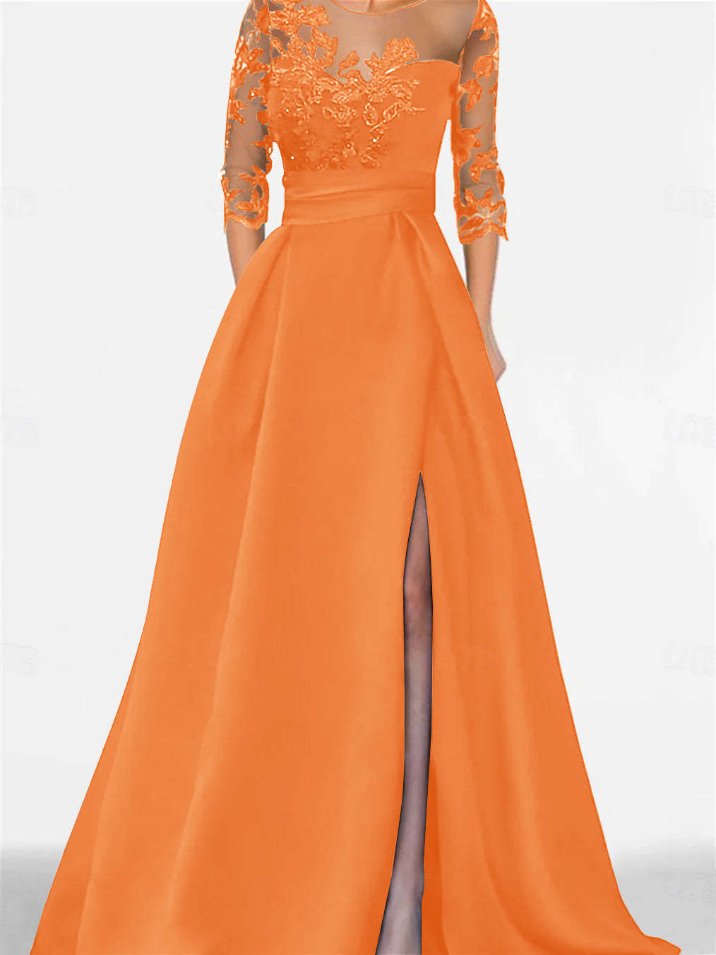 Sweetheart A-Line Princess Floor-Length Mother of the Bride Dress with 3/4 Sleeves Lace & Side Split-BMbridal