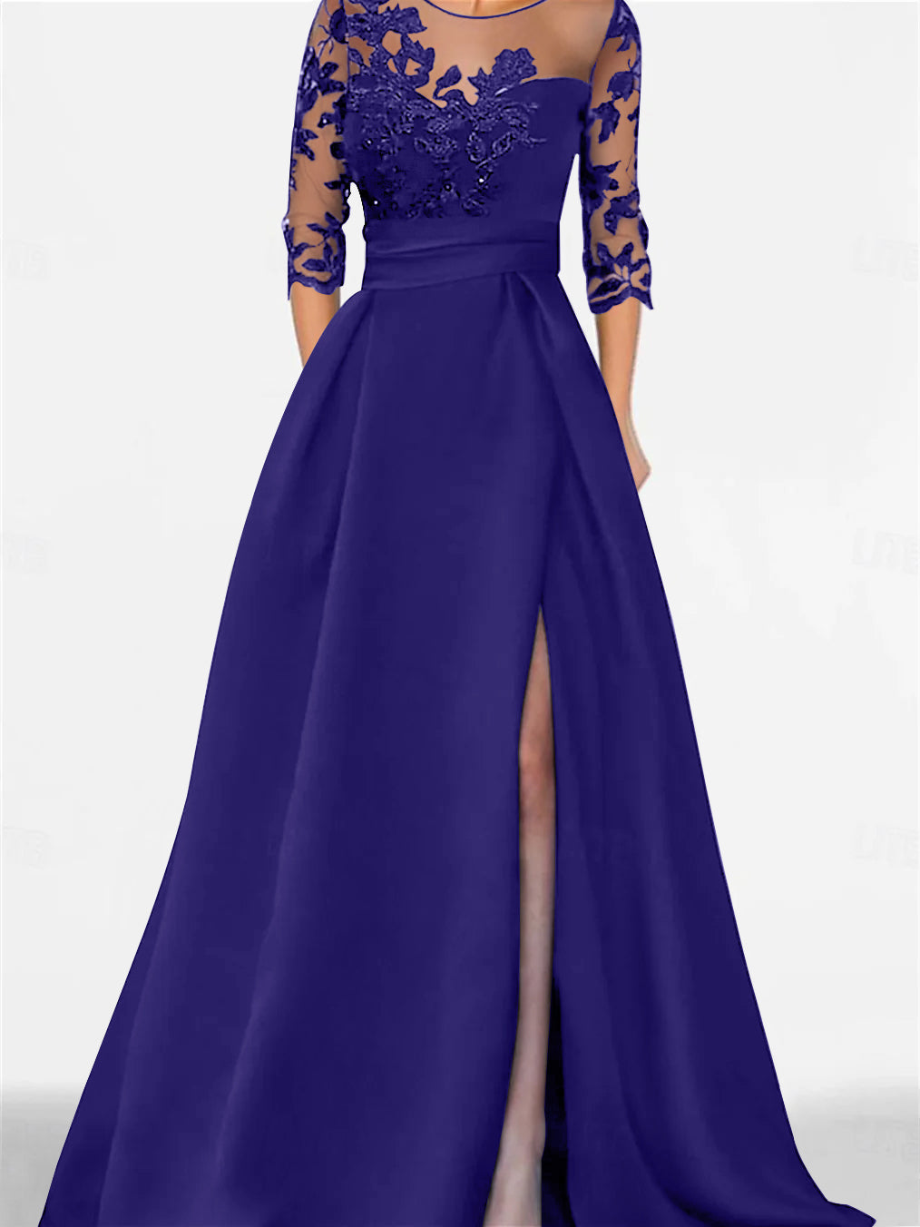 Sweetheart A-Line Princess Floor-Length Mother of the Bride Dress with 3/4 Sleeves Lace & Side Split-BMbridal