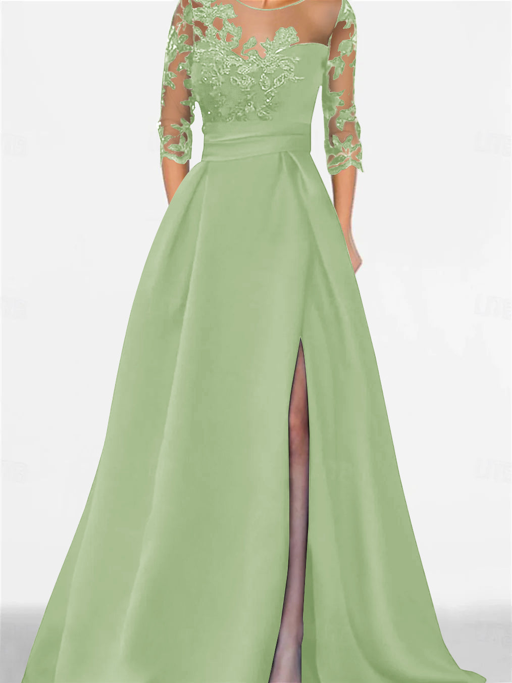 Sweetheart A-Line Princess Floor-Length Mother of the Bride Dress with 3/4 Sleeves Lace & Side Split-BMbridal