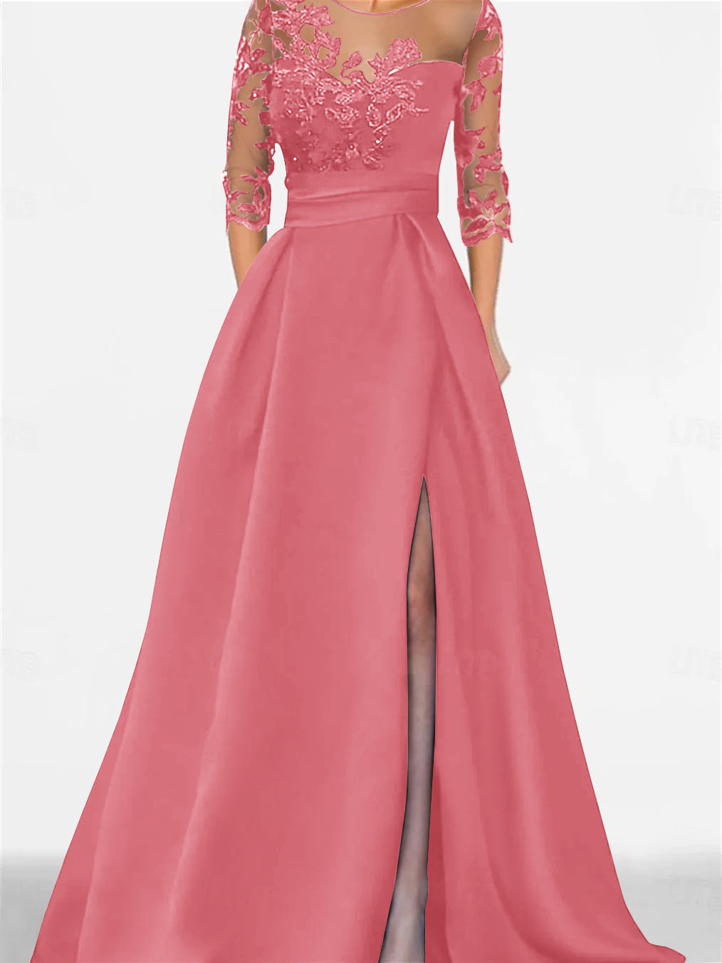Sweetheart A-Line Princess Floor-Length Mother of the Bride Dress with 3/4 Sleeves Lace & Side Split-BMbridal
