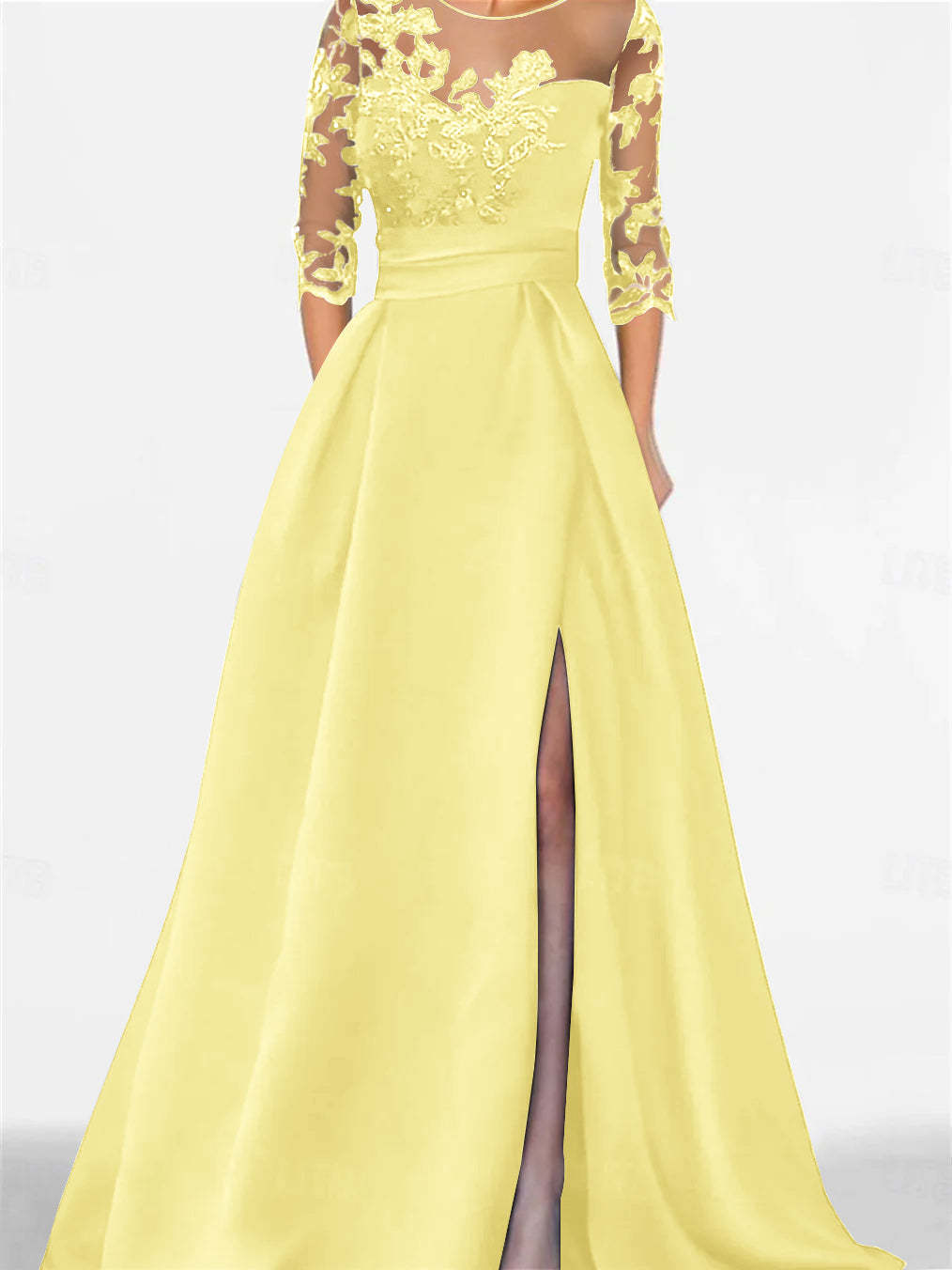 Sweetheart A-Line Princess Floor-Length Mother of the Bride Dress with 3/4 Sleeves Lace & Side Split-BMbridal