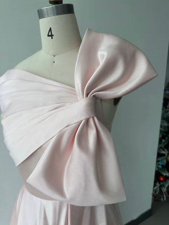 Off-the-Shoulder Sleeveless A-Line Princess Ankle-Length Mother of the Bride Dress with Bow(s)-BMbridal