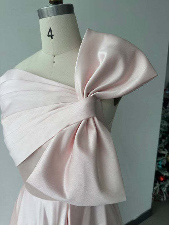 Off-the-Shoulder Sleeveless A-Line Princess Ankle-Length Mother of the Bride Dress with Bow(s)-BMbridal