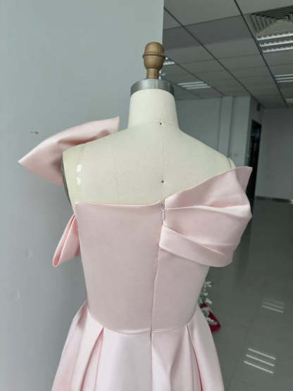 Off-the-Shoulder Sleeveless A-Line Princess Ankle-Length Mother of the Bride Dress with Bow(s)-BMbridal