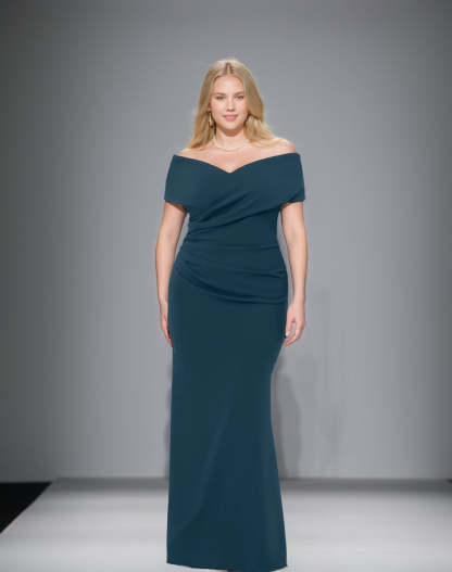 Plus Size Off-the-Shoulder Mermaid Trumpet Sleeveless Mother Of The Bride Floor-Length Dress-BMbridal