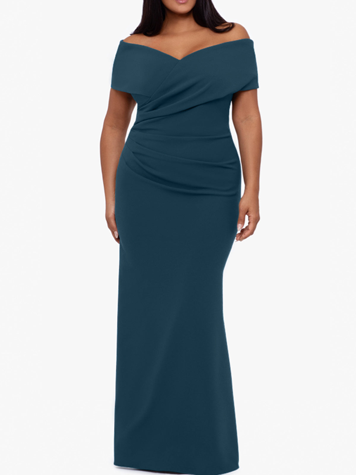 Plus Size Off-the-Shoulder Mermaid Trumpet Sleeveless Mother Of The Bride Floor-Length Dress-BMbridal