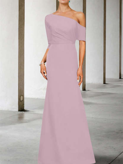One-Shoulder A-Line Princess Gown with 3/4 Sleeves for the Mother of the Bride-BMbridal
