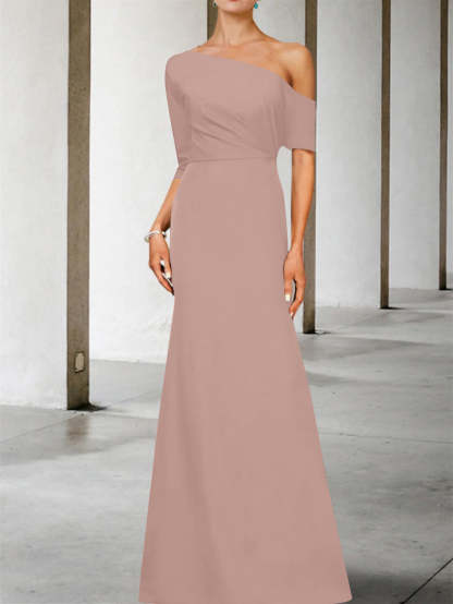 One-Shoulder A-Line Princess Gown with 3/4 Sleeves for the Mother of the Bride-BMbridal