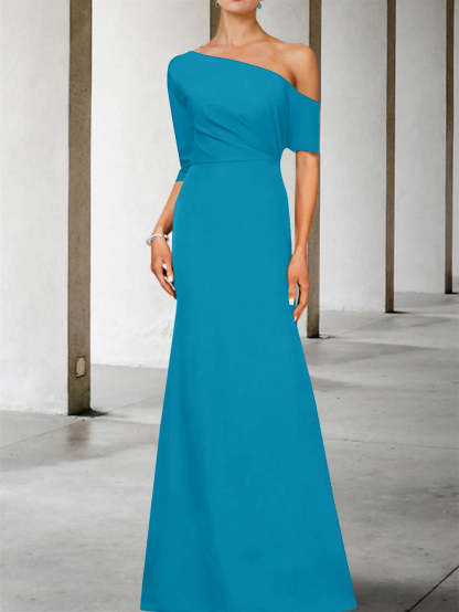 One-Shoulder A-Line Princess Gown with 3/4 Sleeves for the Mother of the Bride-BMbridal