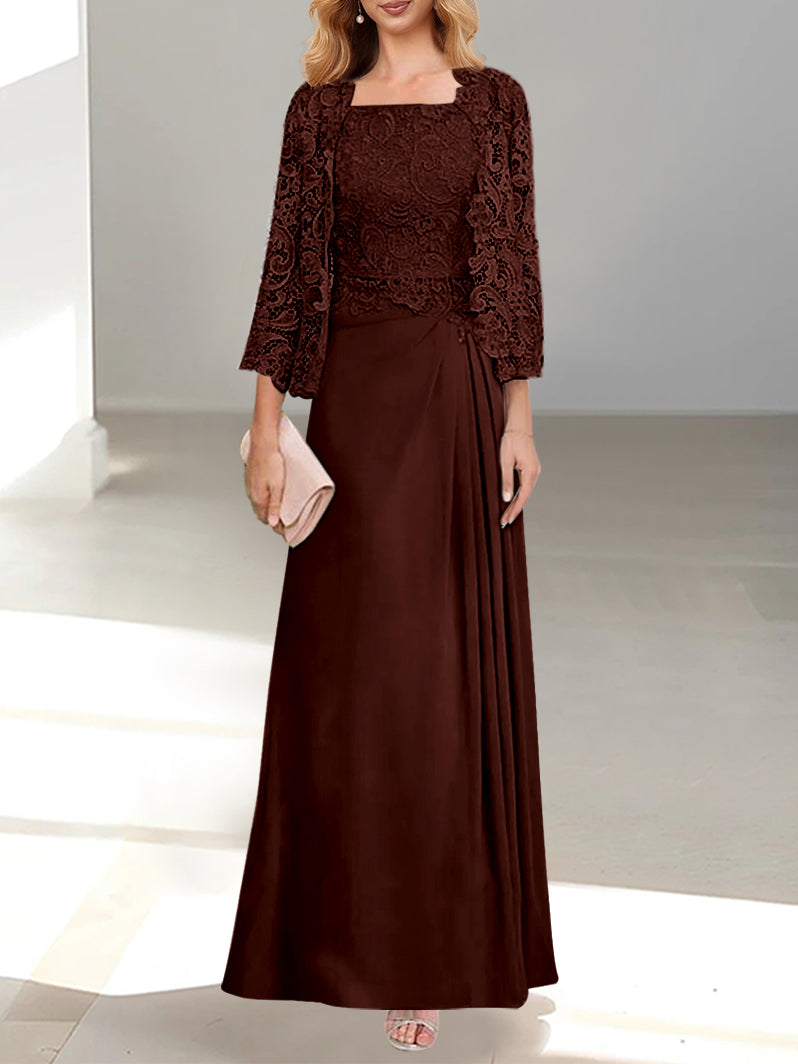 2 A-Line/Princess Scoop Mother of the Bride Dresses with Pleated & Lace Appliques Floor-Length-BMbridal