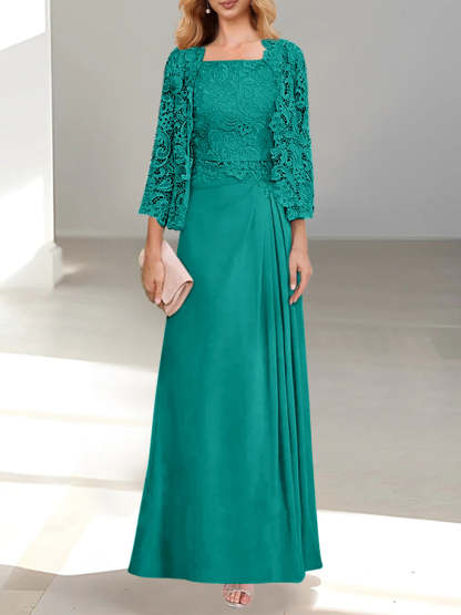 2 A-Line/Princess Scoop Mother of the Bride Dresses with Pleated & Lace Appliques Floor-Length-BMbridal