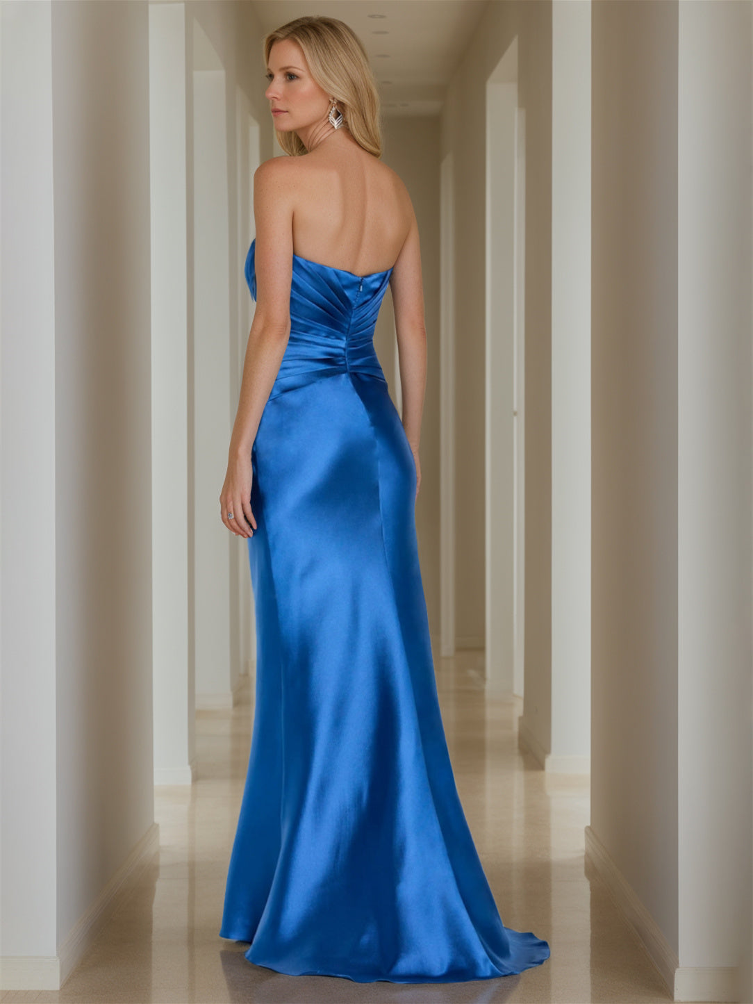 Pure Color Floor-Length Strapless Mermaid Gown for the Mother of the Bride-BMbridal