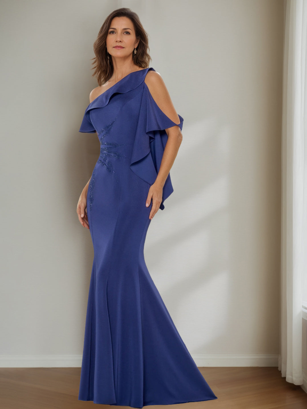 Asymmetric A-Line Princess Ankle-Length Mother of the Bride Gown-BMbridal